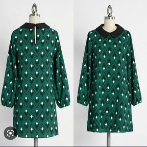 ModCloth Green Geo Shift Dress